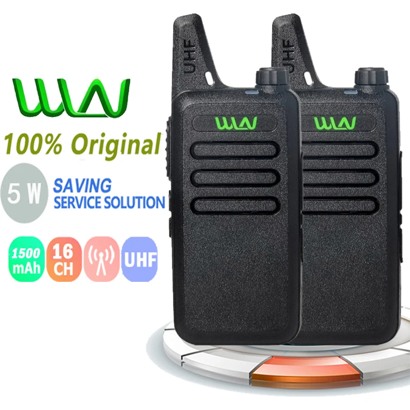 

2PCS WLN Kd-C1 Walkie Talkie Mini Two Way Radio 5W UHF 400-470MHz 16CH Handheld Long Range Two Way Radio with Walkie Talkie