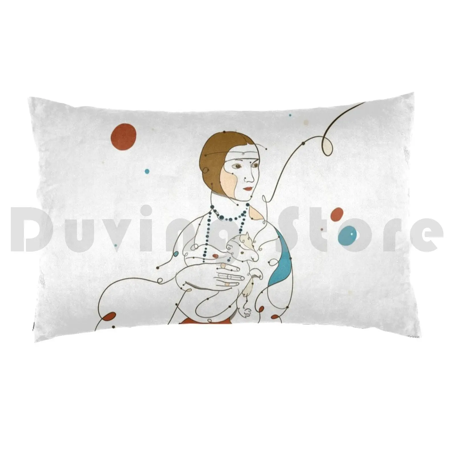 Lady With Ermine Pillow Case DIY 50*70 Lady With Ermine Lady With Ermine Famous Painting Minimal Clean