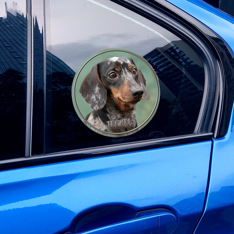 S30313# 13CM/17CM PVC Decal Dachshund Shorthaired Dog V2 Car Sticker Waterproof Auto Decors for Bumper Rear Window Laptop