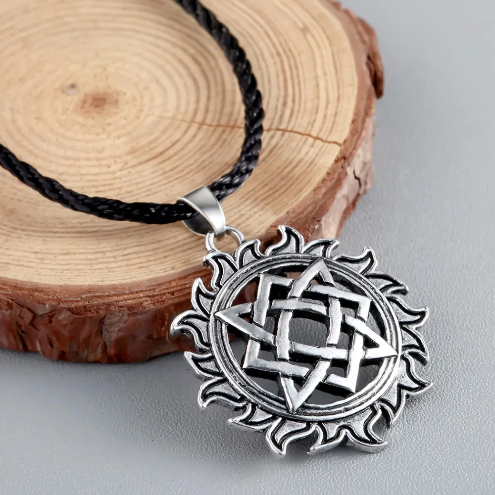 QIMING Alatyr Star Sun Symbol Pendant Necklace Amulet Pendant Norse Occult Germanic Pagan Men Necklace Ancient Slavic Jewelry