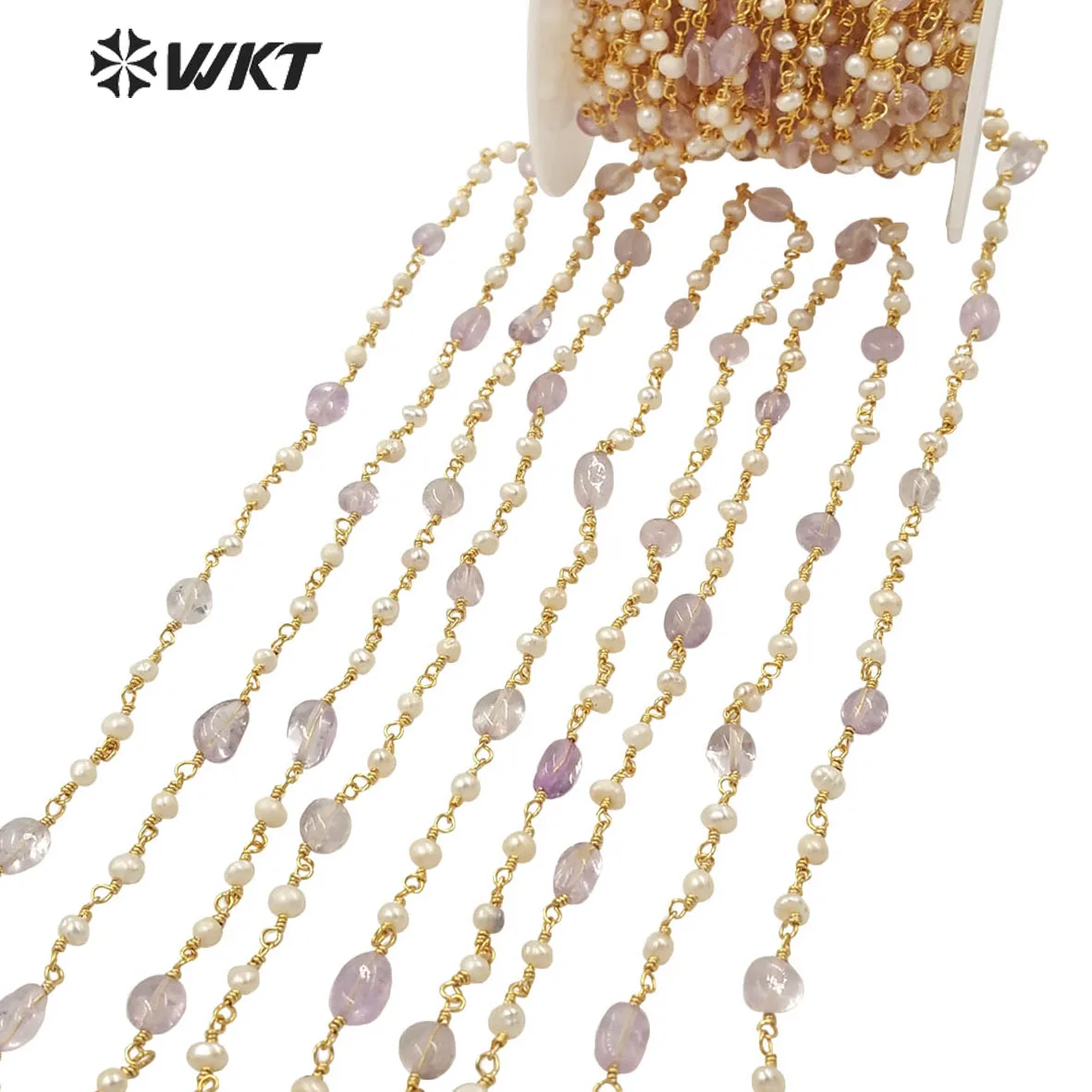 WT-RBC187 Amazing gorgeous handmade Pearl and Amethyst beads chain women hand craft jewelry design accessory chains