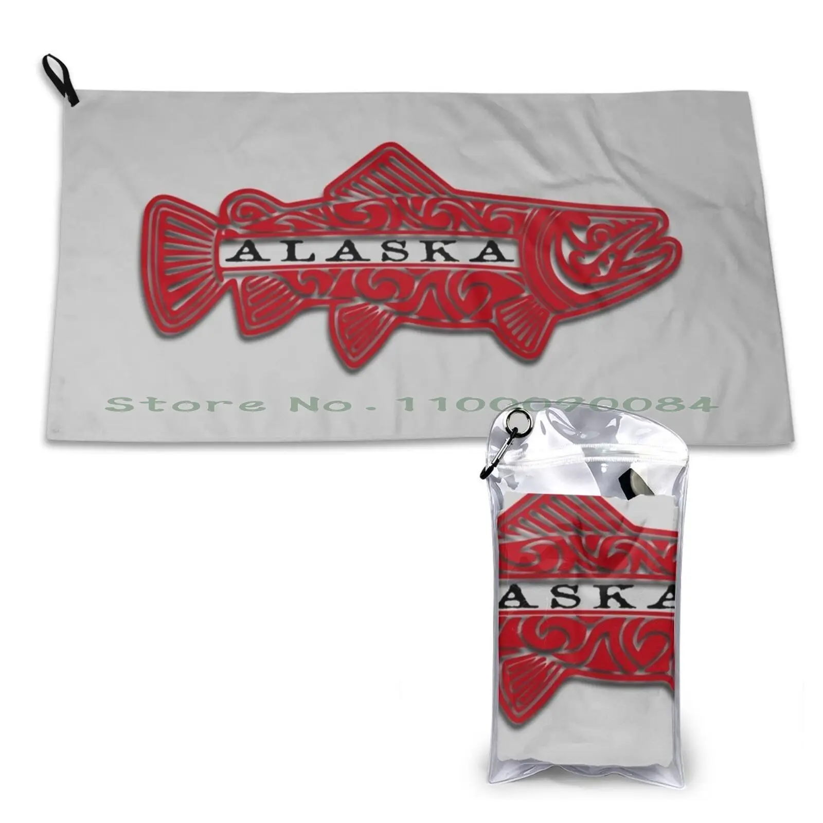 Alaska Salmon Fishing Fish Alaskan King Seward Sage Red Cruise Gift Ideas Quick Dry Towel Gym Sports Bath Portable Jack