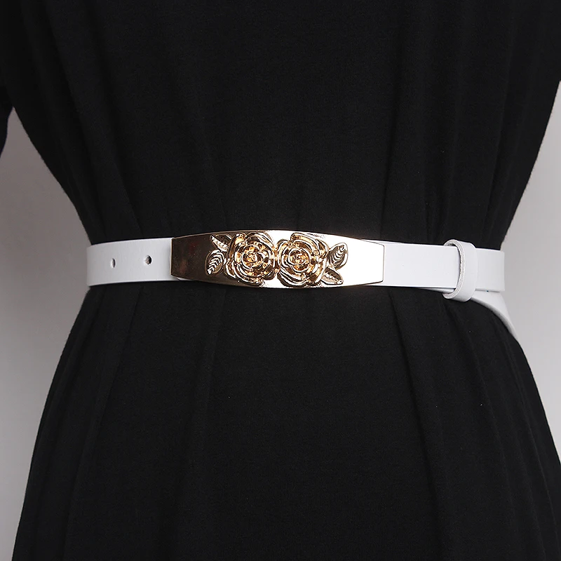 Women's runway fashion rose buckle genuine leather Cummerbunds female Dress Corsets Waistband Belts decoration  belt TB1443