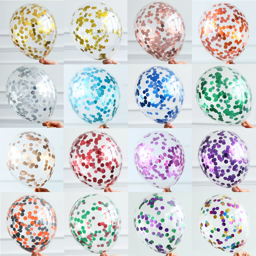 10pcs 12inch shiny confetti balloons transparent paper foil confetti globos 1cm glitter Sequins wedding birthday party decors