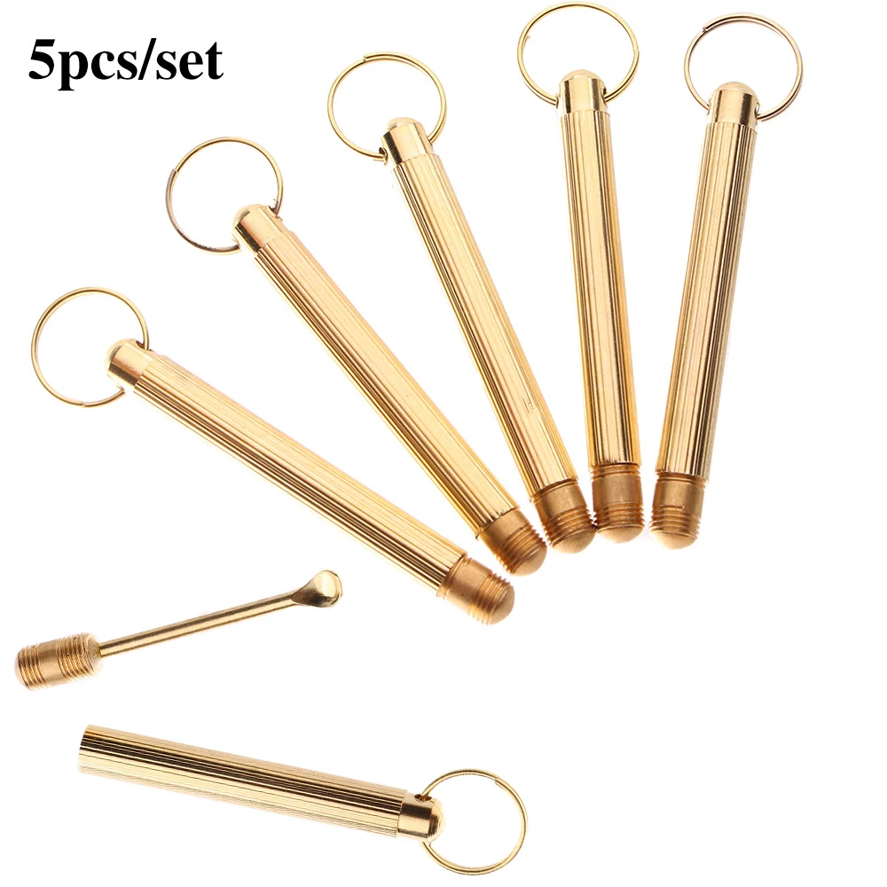 5PCS NEW Folding Typ Goldene Ohrenschmalz Reiniger Tragbare Ohr Wachs Entfernen Werkzeuge Ohr Löffel Sauber Reinigung Werkzeug mit Schlüssel kette