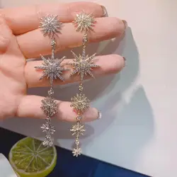 105MM Luxury Famous Full Mirco Paved Micro Zirconia Women Bridal Dress Wedding Drop Earring Fashion Jewelry E7957