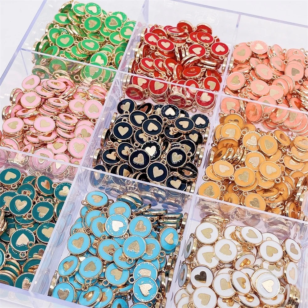 20Pcs/Lot 12*14mm Sweet Love Heart Enamel Charms Alloy Pendant For Women DIY Jewelry Making Earring Necklace Keychain Pendants