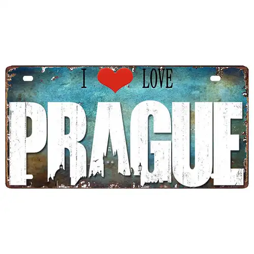 Prague Travel City Car Lisence Vintage Poster Souvenir Metal Sign Retro Plaque For Wall Shop Bar Home Decor 30X15CM  DC-0958A - Image 13