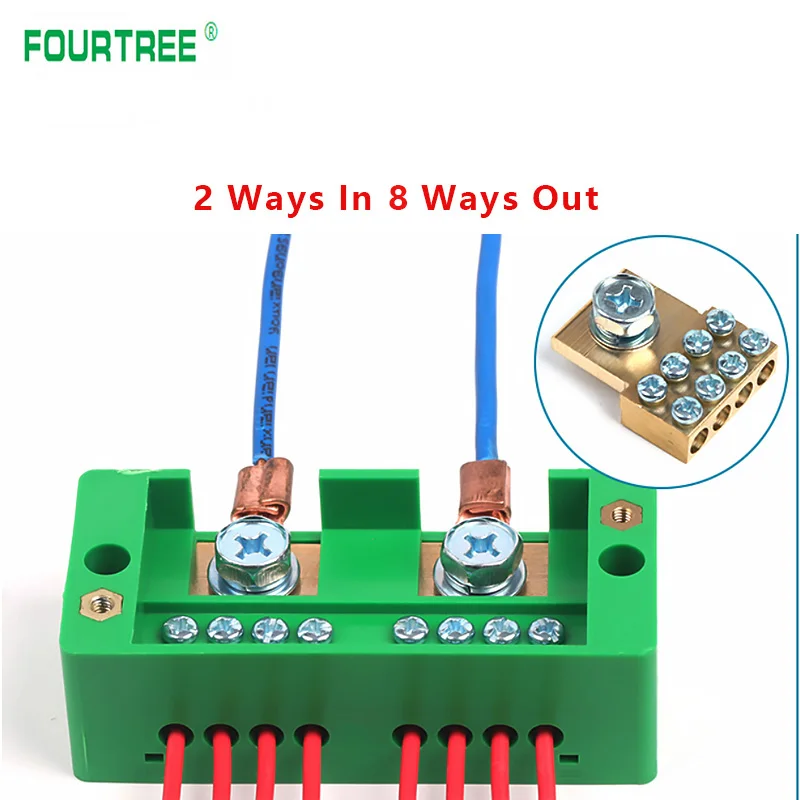 2 In 8 Out High Power Junction Box Quick Connect 220V Einphasig Haushalt Null-feuer Shunt Terminal block Box Metering Fall