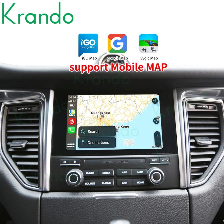 Krando Wireless Apple CarPlay Android Auto Module For Porsche Macan Carplay Interface Box PCM3.1 4.0 Moduel Siri Control BT