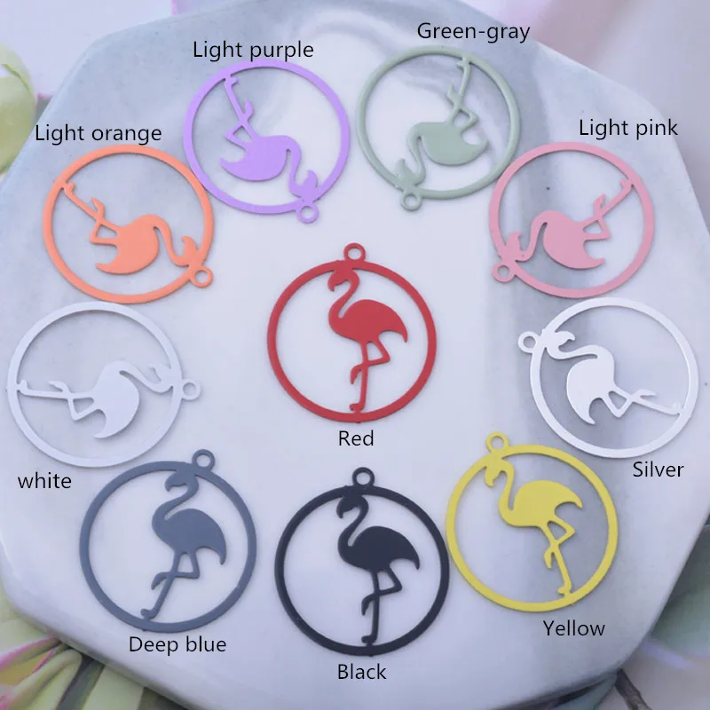 50 Stück AC12510 20*22mm Flamingo-Anhänger DIY Ohrringe Schmuckzubehör – Detail 1