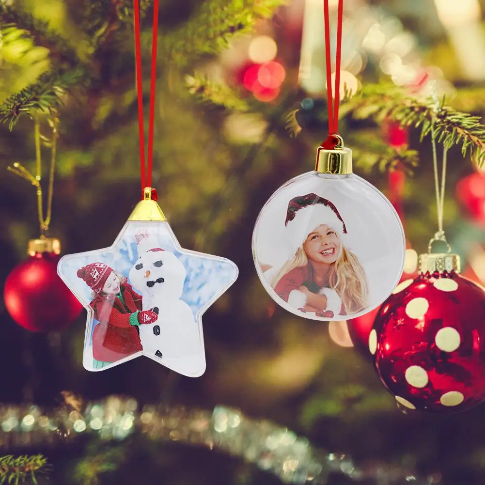 Boule suspendue pour arbre de noël, décoration ronde en forme d'étoile, boule Photo, bricolage, saint-valentin, fête de noël, magasin, ornement de fenêtre de maison