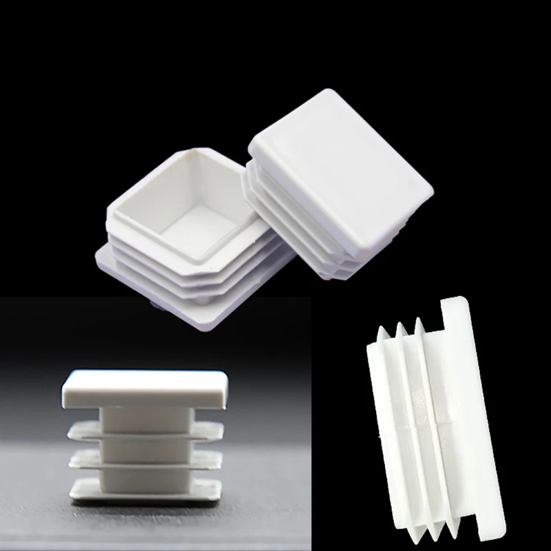 Square tube plugs Plastic Blanking End Caps Black/White Insert For Chair Leg Pipe 15mm ~ 100mm