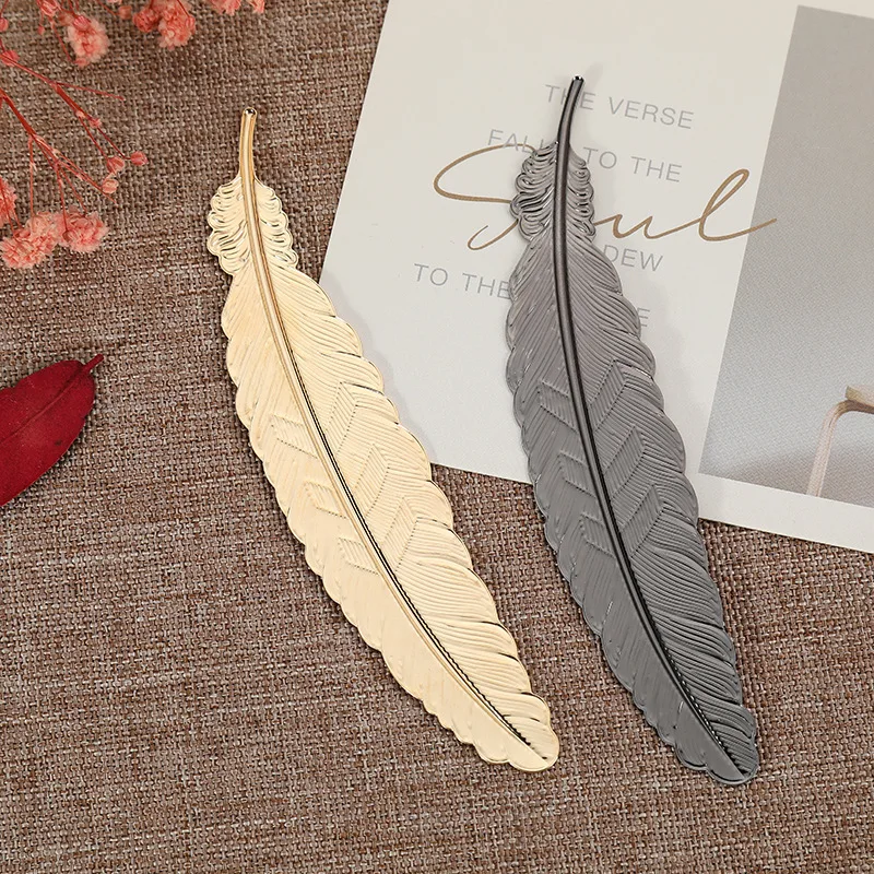 1 Pcs Creative Metal Feather Bookmark Rose Gold Chinese Style Retro Craft Student Stationery Teacher Gift