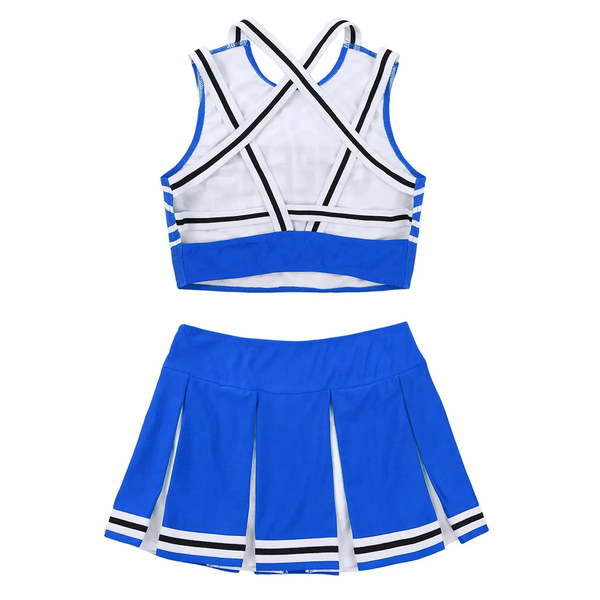 Donne Cheerleading vestiti Set senza maniche Crop Top con Mini gonna a pieghe studentesse Cosplay sport incontri