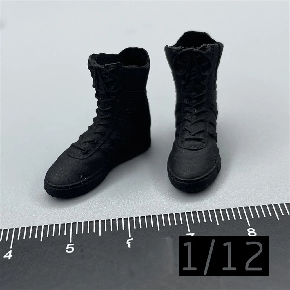 1/12th PCTOYS Expendable Agents PC020 Longer Soldier Black Battle Solid Boots Shoes For 6inch Body Doll Collectable