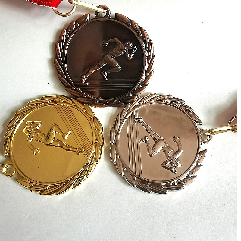 4Color Men's Track And Field Running Medal Gold  Bronze Motion Honor Communication Ability/Self-Confidence Developing 5.0 CM