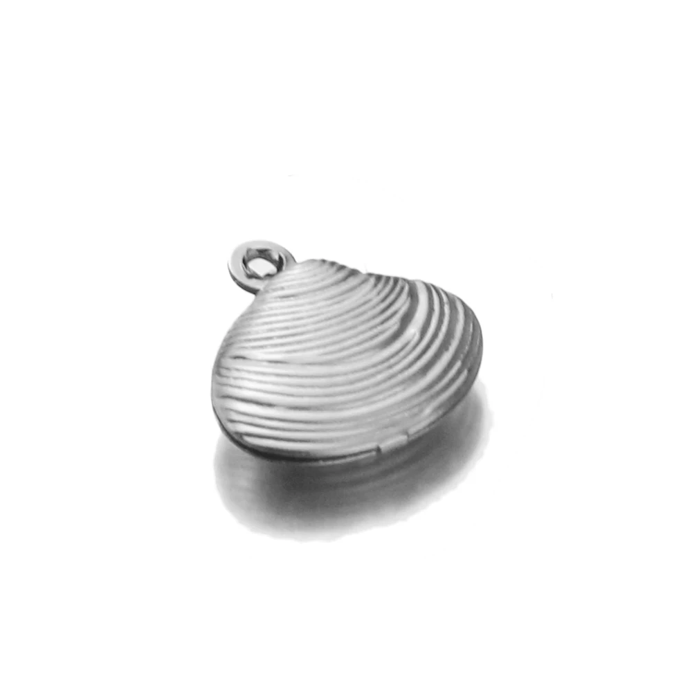 Aiovlo 10pcs/lot Charms Double Sided Shell 13*14mm Stainless Steel Making Pendant for DIY Jewelry Bracelet Necklace