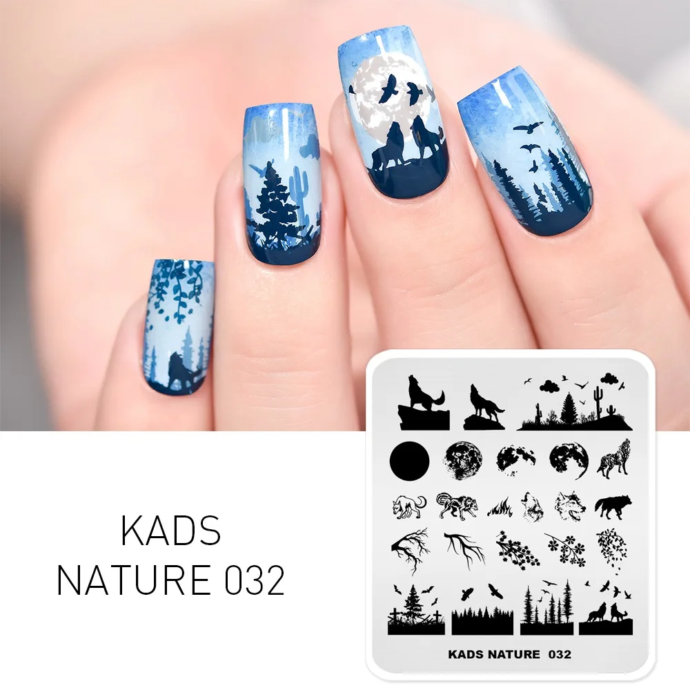 KADS New Nail Template Nature Nail Art Stamping Plates Fashion Stainless Steel Stamping Nail Art Image Stamping Plate Stencil