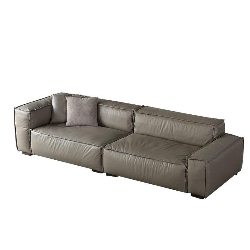 Plaintext wood / Pual sofa northern Europe / imported top layer leather / Italian modern living room sofa