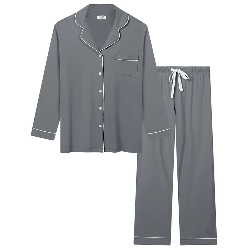 Joyaria Women Pajamas Pyjamas Set Long Sleeve Trousers Suit Sleepwear Long Sleeve Nightgown Two Piece Set Loungewear