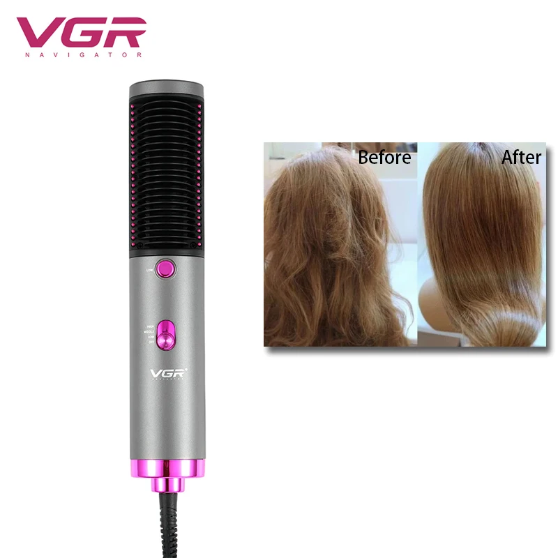 Electric Hot Air Brush Straightening Heating Combs 3 Modes Ceramic Curler 2-in-1 Quick Hair Styler Hair Dryer Wet Dry Dual Use