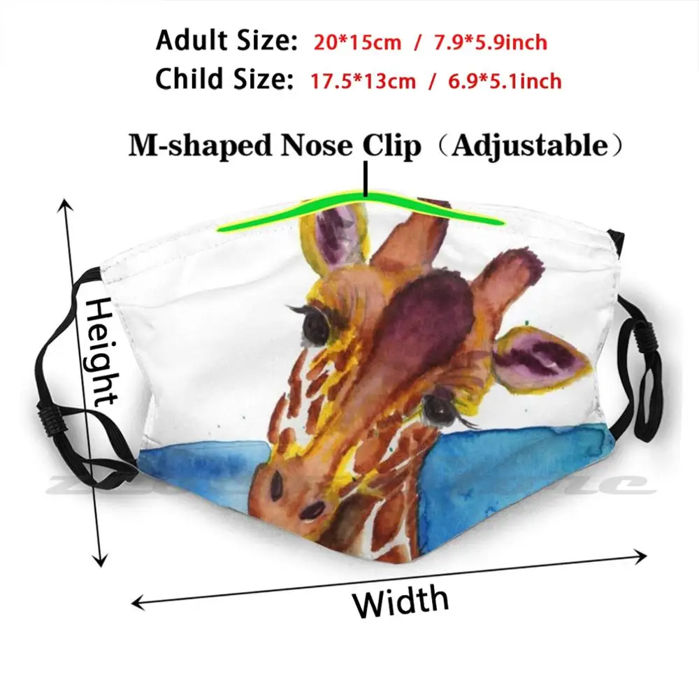 Quizzical Giraffe Is Quizzical Custom Pattern Washable Filter Pm2.5 Adult Kids Mask Giraffe Cute Zoo Animal Wild Safari Long