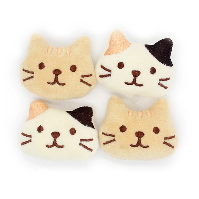 10pcs/lot 4.2*5.5cm Plush Fabric Patches Cartoon Cat Padded Appliques Kids Headwear Garments Accessories DIY Handmade Patches