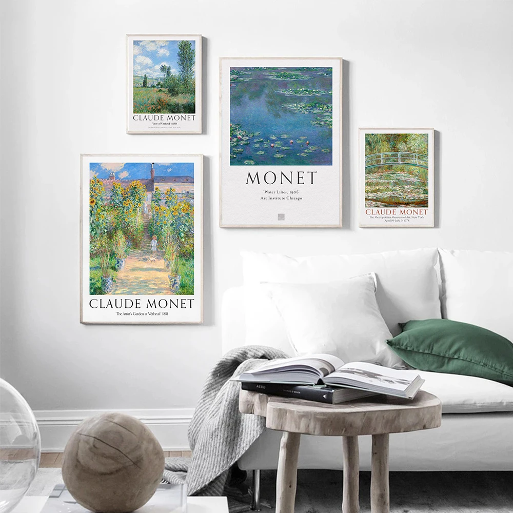 Monet Exhibition Poster Claude Monet The Artist's Garden at Vétheuil Landscape Museum Wall Pictures Living Room Home Wall Decor