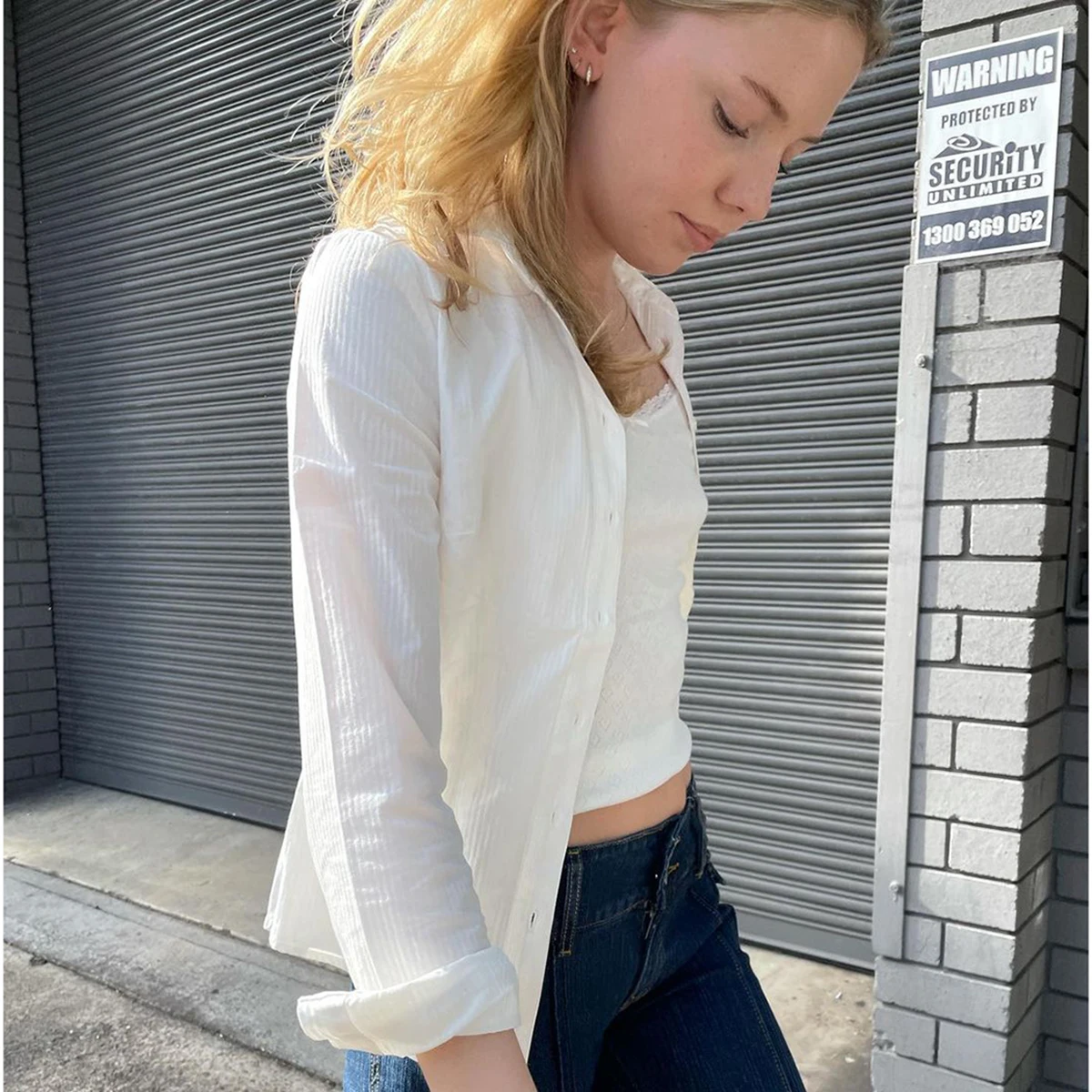 Vintage Solid Casual Cotton Shirt Women Spring Autumn Turn Down Collar Long Sleeve Basic Shirts Simple Loose White Tops Chic