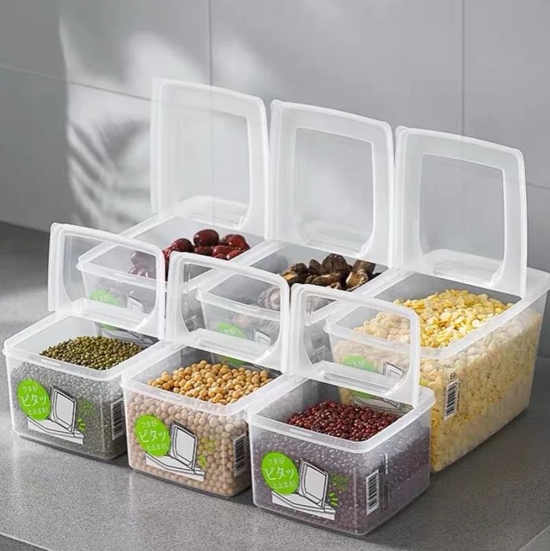 

Fresh-Keeping Box Rectangular Plastic Food Kitchen Storage Multigrain Tank Refrigerator Affordable 3 Packs Half Clamshell