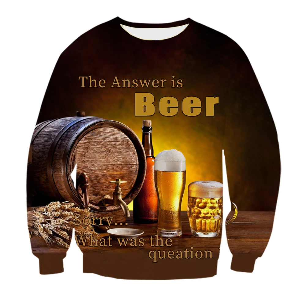 

New 3D Printing Beer Fashion Men Women Tracksuits Crewneck Hip Hop Sweater Plus Size S-7XL Harajuku