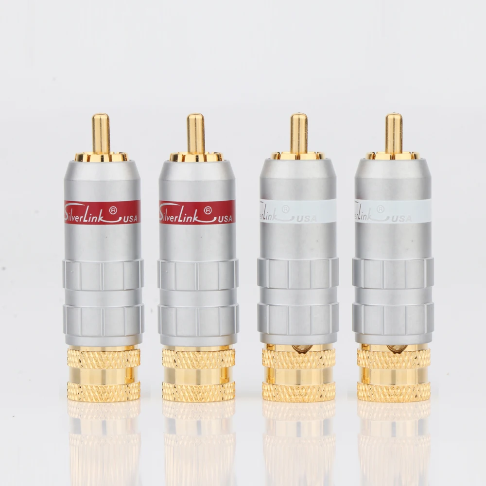 

4pcs RCA Plugs Silverlink HIFI Audio Video Cable Adapter Solders Gold Plated RCA Plug RCA Connector