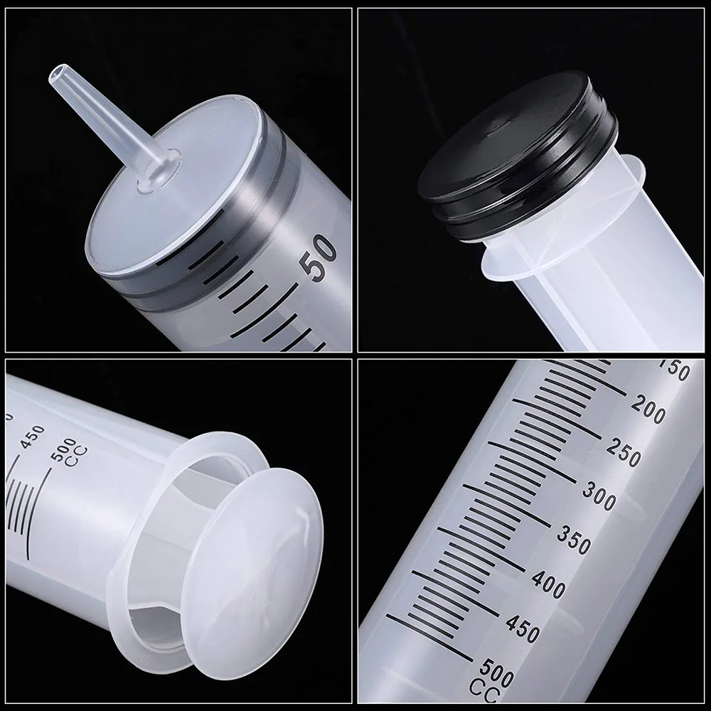 Large Syringe Tubing 100/200/500ML Plastic Syringe With Tube Converter Cap For Liquid Oil Glue Applicator Experiments Industrial