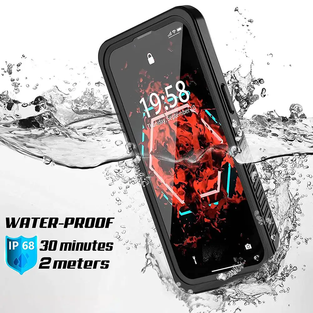 For iPhone 13 Pro Max Waterproof Case For iPhone 11 12 Pro Max ShockProof Diving Coque Built-in Screen Protector Underwater Case