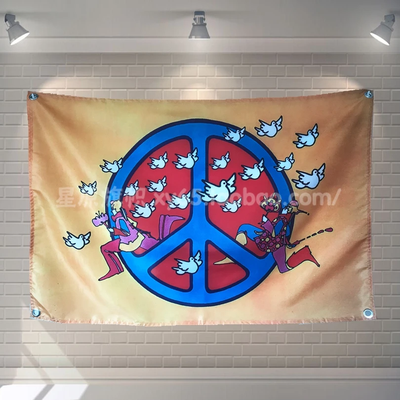 

"Peace Dove" Large music festival Party background decoration poster banner hanging painting cloth art 56X36 inches