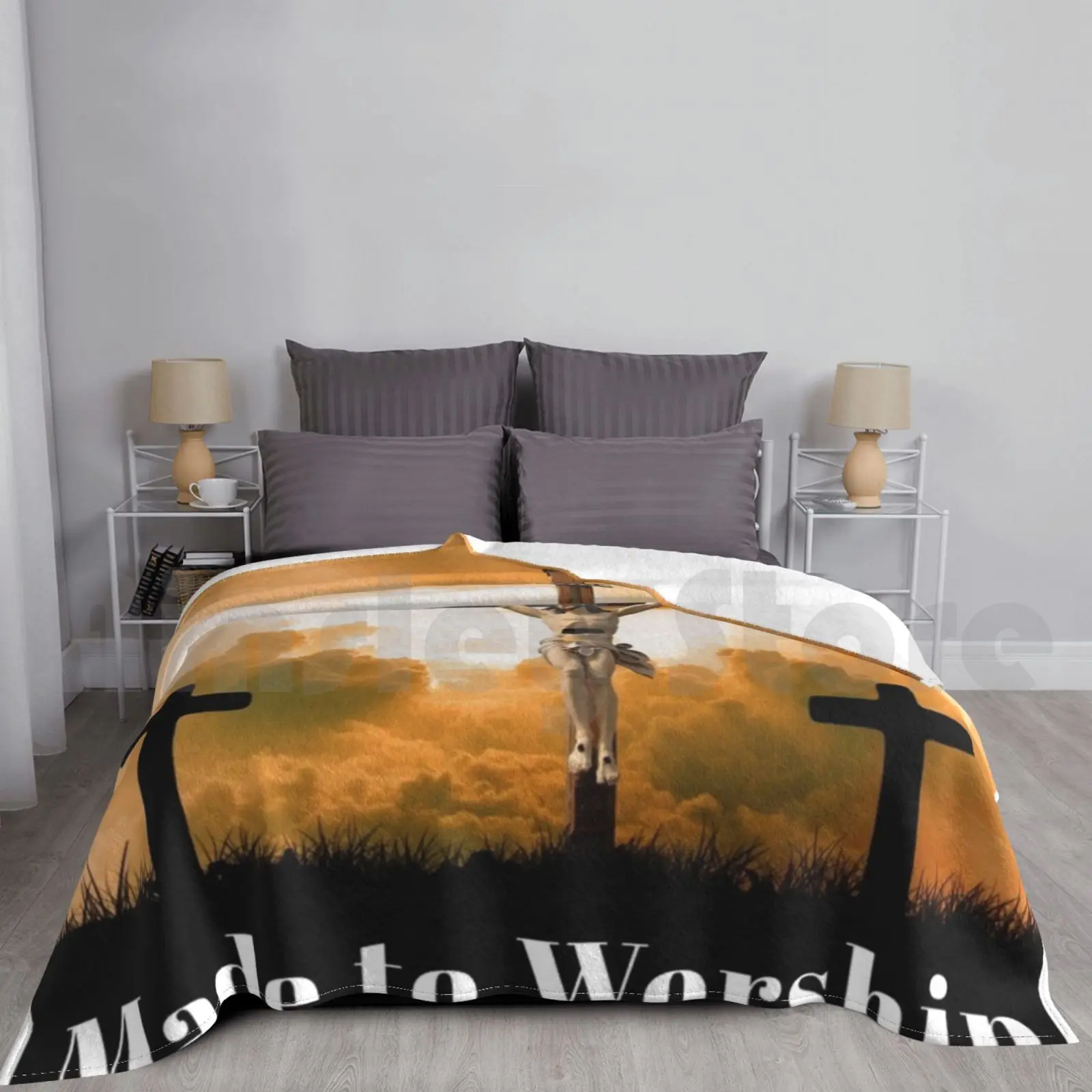 Made To Worship Blanket Fashion Custom God Jesus Adonai Church Religion Christian Christianity Coffee Cold Brew Hot