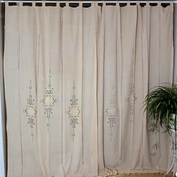 Linen Hollow Solid Curtain Handmade Crochet Bottom Stitching 70% Blackout Window Curtain Customizable for Living Room