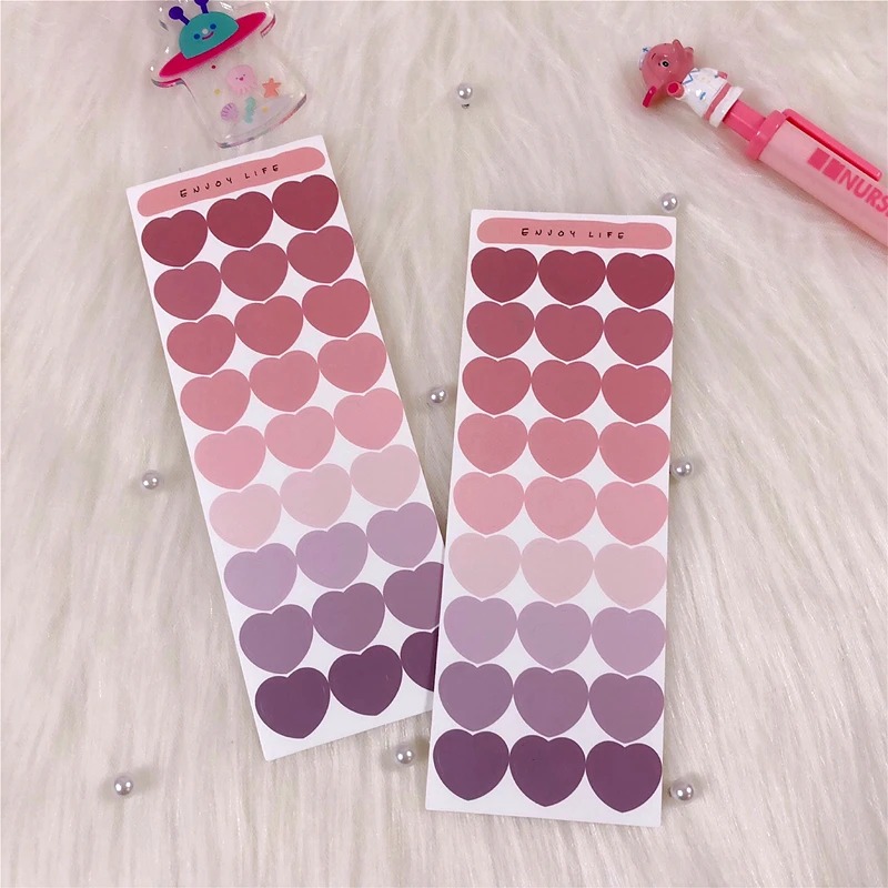 Ins Popular Gradient Love Heart Sticker For Handbook Notebook Diary Decorative Mobile Phone Diy Stickers Children's Gift