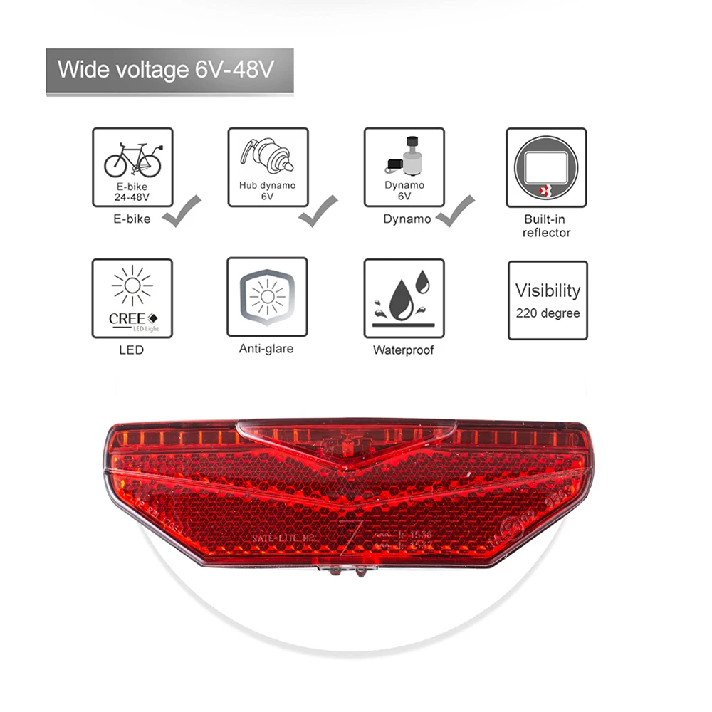 Linkbest Smart Taillight No Switch Led Bike Light Rear Light Stvzo Approved Reflector Waterproof Ipx5 Hub Dynamo Ebike Lamp