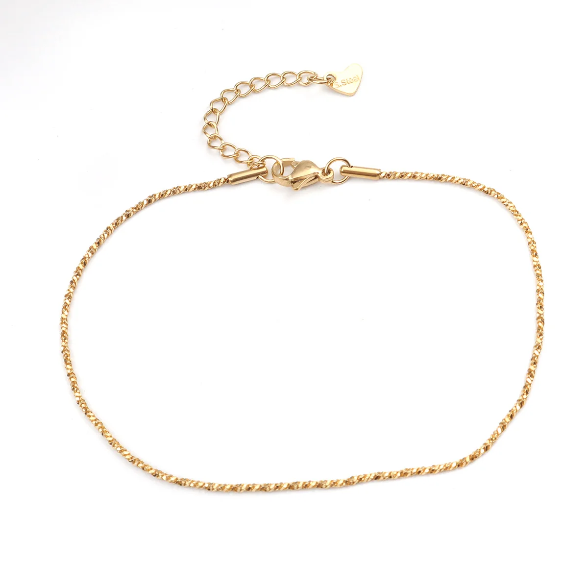 304 Stainless Steel Anklet Gold Color Chain Anklets Summer Beach Party Barefoot Jewelry Show For Women 23.5cm(9 2/8