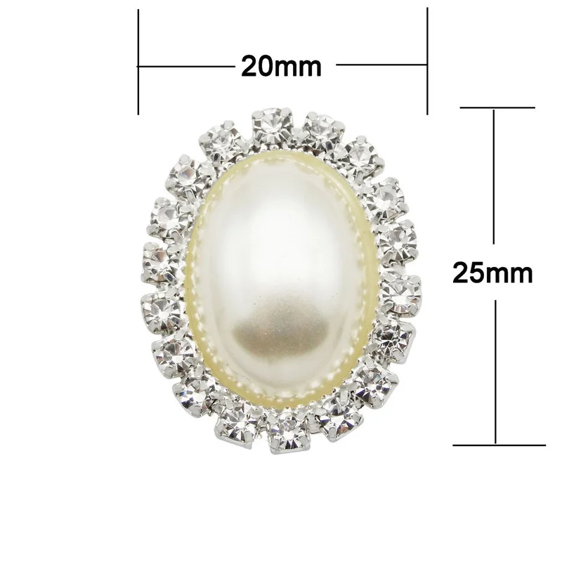 5PCS Oval Pearl Rhinestone Cabochons Silver Color Alloy Base Flatback Jewelry Making Findings Shoe Charm Phone Case Decor