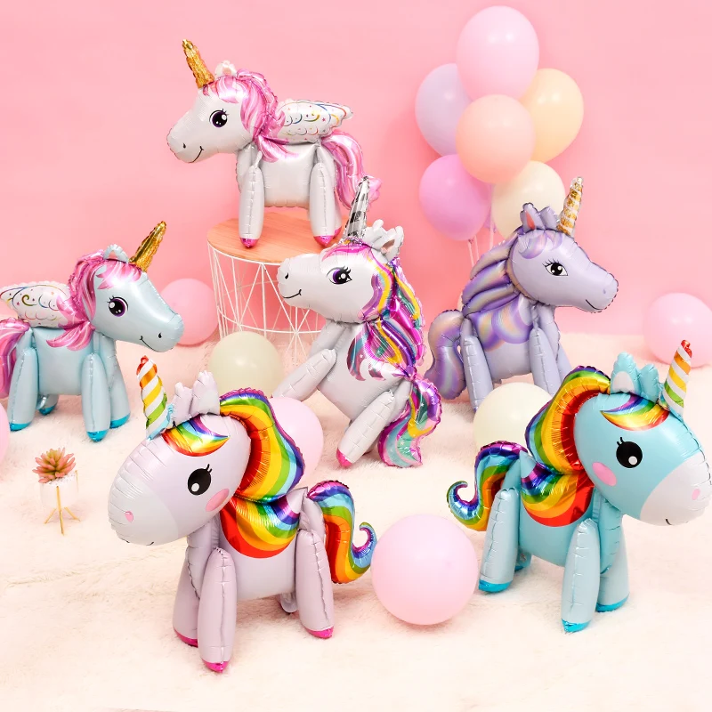 

Children's Day Baby Shower Cute Cartoon Multicolor Unicorn Balloons Scene Arrange Birthday Party Helium Baloons Party Decoration