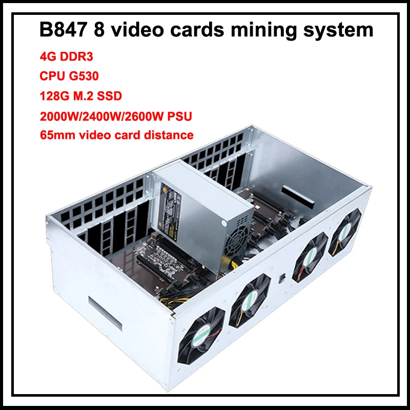 

Powerful Mining Computer B847 B75 B85 Motherboard with 8 PCI-E Slots 65mm Distance GPU 8G RAM Mining PSU 2600W 128G MSATA SSD