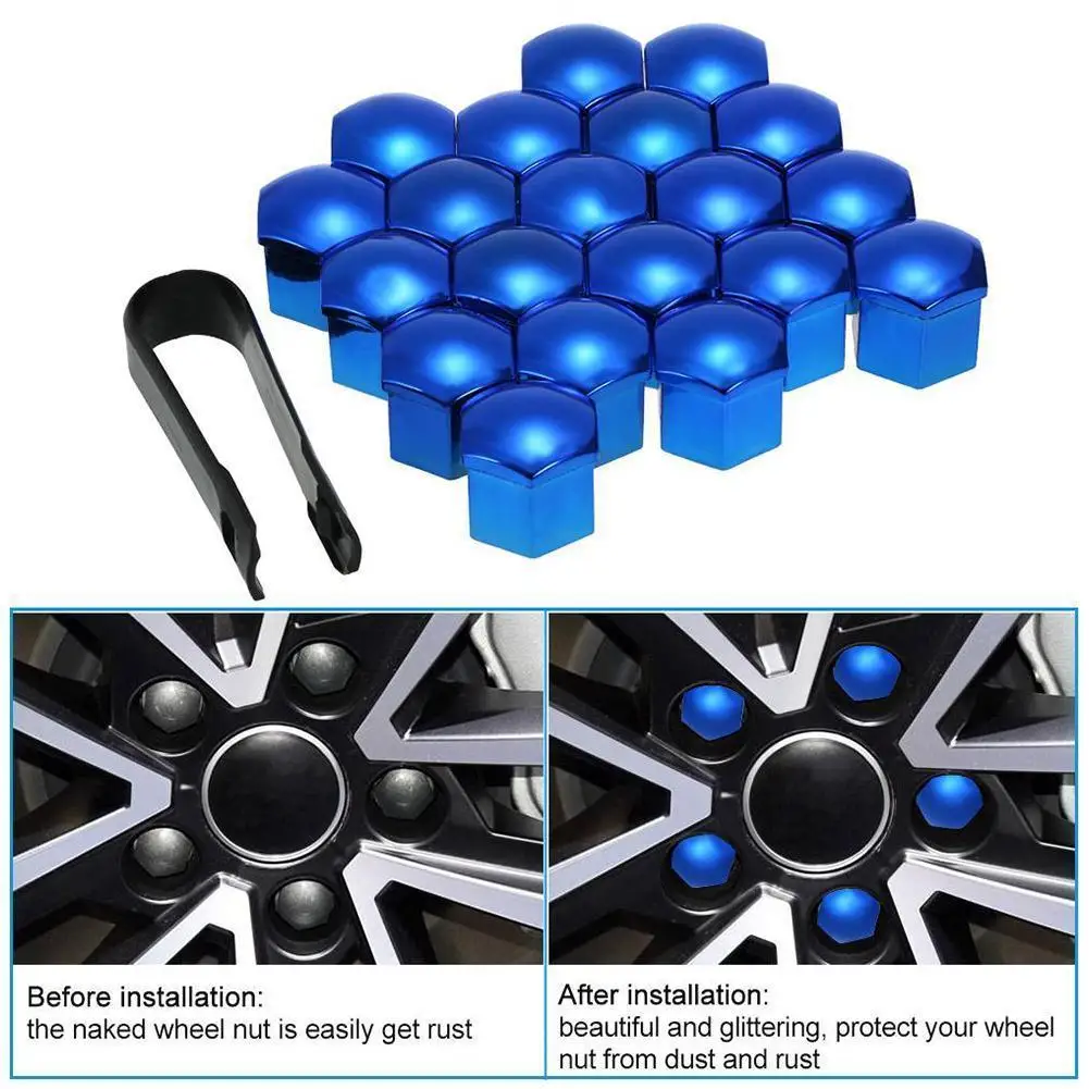 20pcs 17/19/21mm Car Tyre Wheel Hub Covers Protection Caps Wheel Nuts Covers Nut Caps Hub Screw Protector Dust Proof Bolt Rim