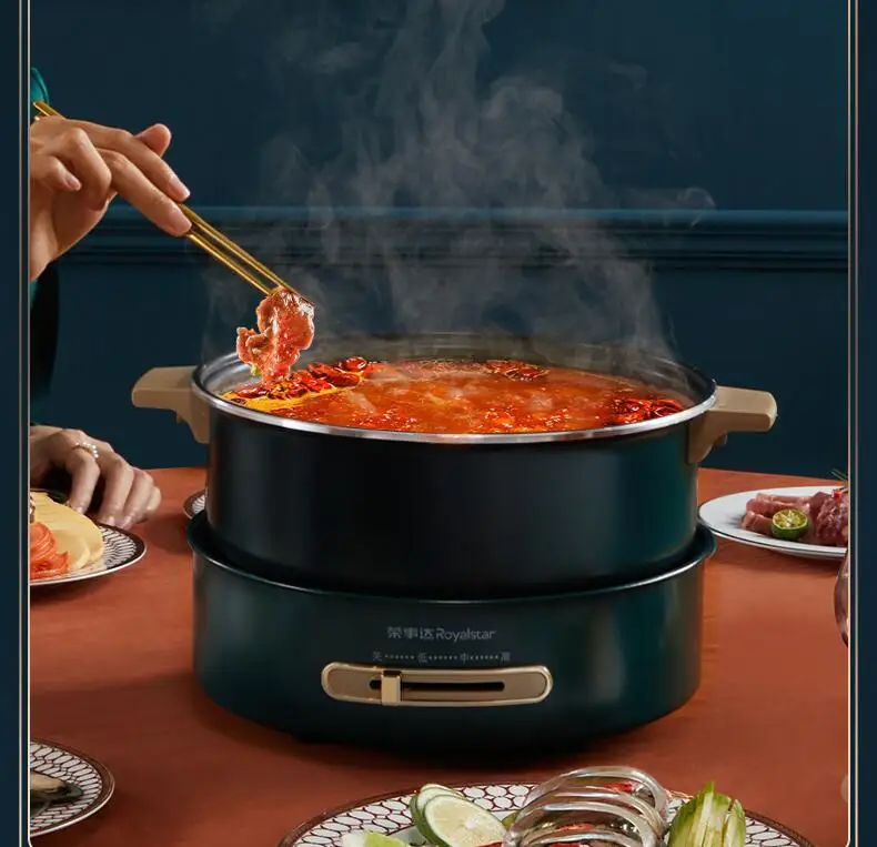 220V Multi Cooker 5L Household Electric Hot Pot Electric Hot Pot Split Type Non-stick Inner Hotpot Cooker Frying  Pan