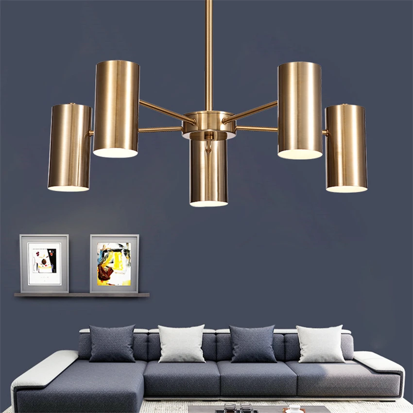 

Post Modern Metal Iron Bronze Chandeliers Lights for Living Room Minimalist Dining Study Bedroom Nordic Hanging Lamps Lighting