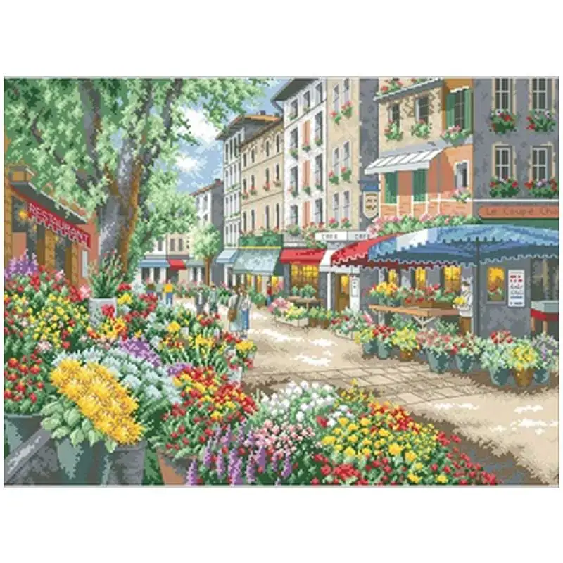 Paris flower market patterns Counted Cross Stitch 11CT 14CT 18CT DIY Chinese Cross Stitch Kits Embroidery Needlework Sets