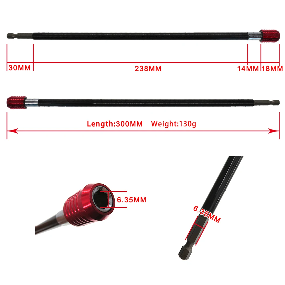 Porte-foret à dégagement rapide pour tournevis, extension de tige hexagonale magnétique, douille la plus récente, accessoire de perceuse, 1/4 ", 300mm