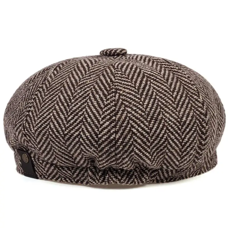 Nowe męskie czapka gazeciarza Beret kapelusz mężczyźni kobiety dzikie kapelusze Tweed Gatsby ośmioboczna czarna biała jodełka Vintage bluszcz